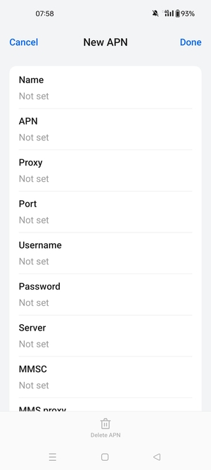 Enter MMS information