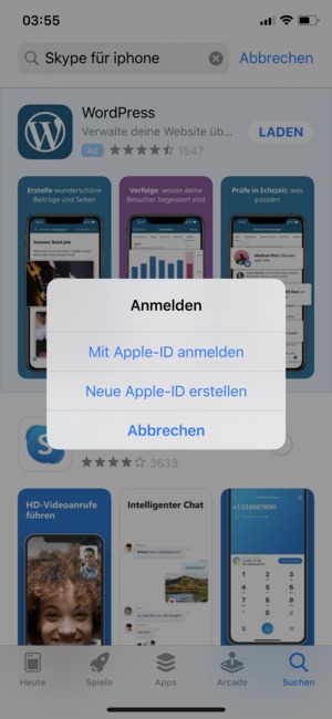 Wählen Sie Mit Apple-ID anmelden