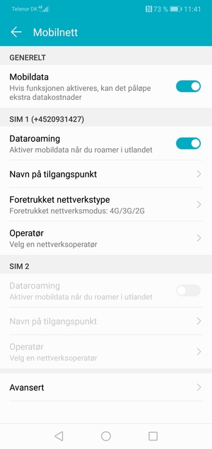 Slå Dataroaming på eller av