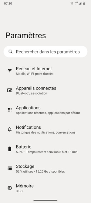 Sélectionnez Réseau et Internet