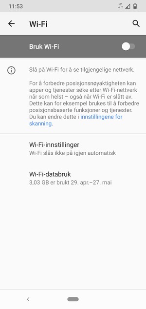 Slå på Bruk Wi-Fi