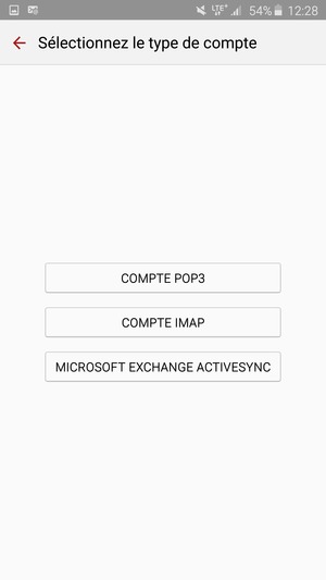 Sélectionnez COMPTE POP3 ou COMPTE IMAP