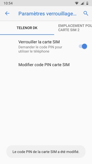 Votre PIN de la carte SIM a été modifié