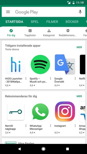Tryck på sökfältet