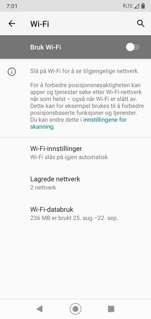 Slå på Bruk Wi-Fi