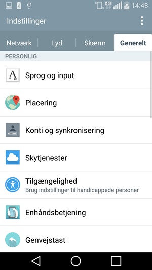 Vælg Konti og synkronisering