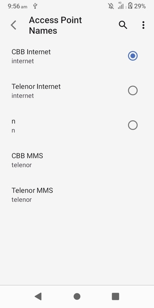 Select the Internet access point