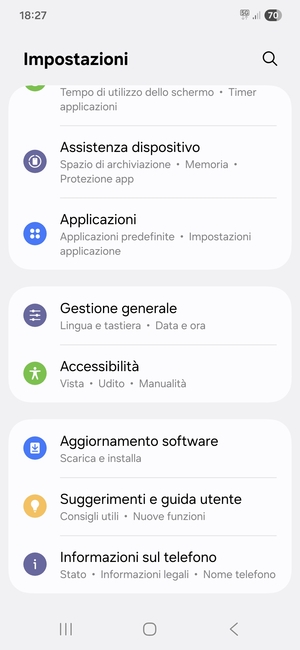 Scorri e seleziona Aggiornamento software