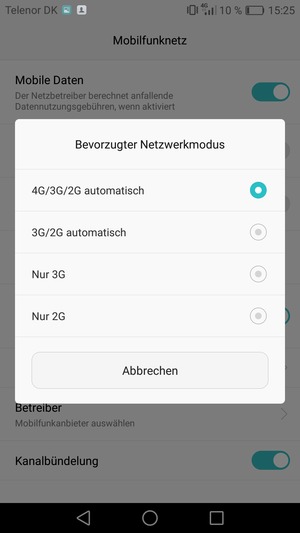 Wählen Sie die gewünschte Option