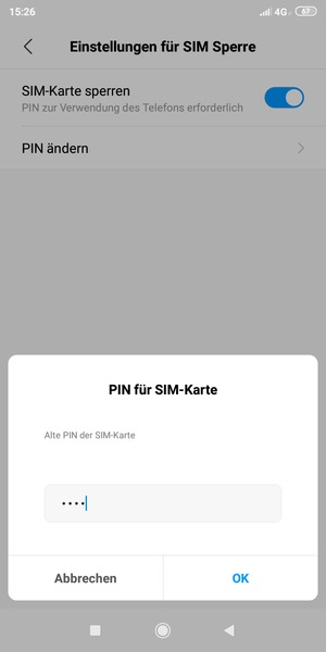 Geben Sie Ihre Alte PIN der SIM-Karte ein und wählen Sie OK