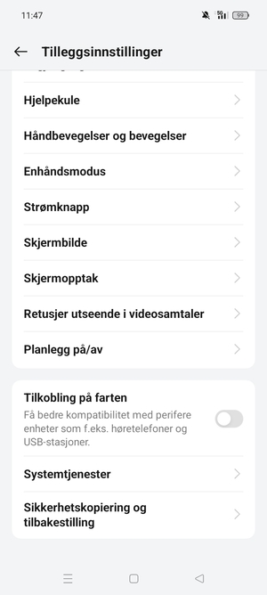 Bla til og velg Sikkerhetskopiering og tilbakestilling