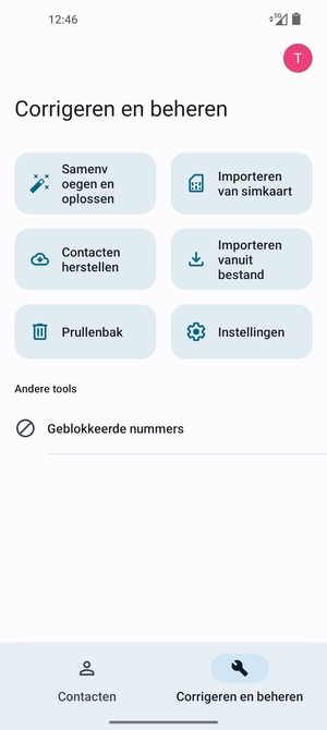 Selecteer Importeren van simkaart