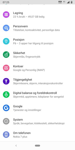 Bla til og velg Sikkerhet
