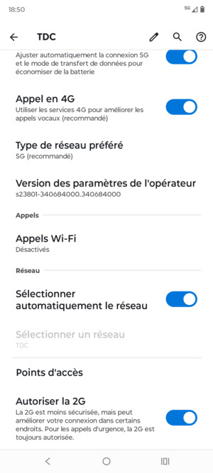 Faites défiler et sélectionnez Point d'accès