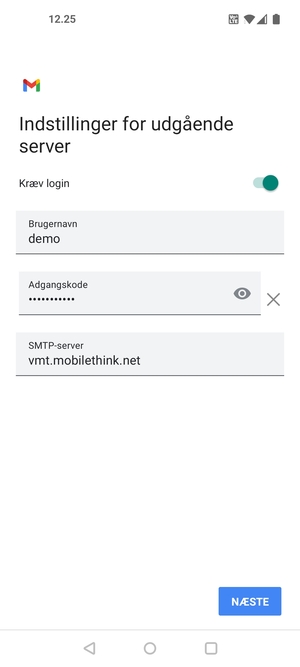 Indtast udgående serveradresse