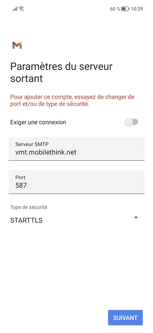 Sélectionnez Type de sécurité