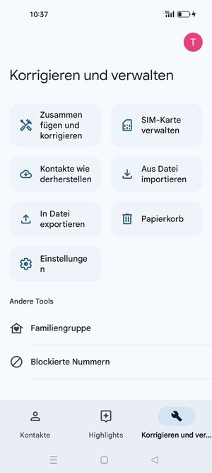 Wählen Sie SIM-Karte verwalten