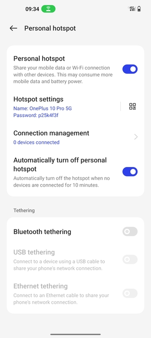 Your phone is now set up for use as a modem