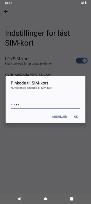 Indtast Nuværende pinkode til SIM-kort og vælg OK