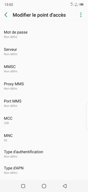 Faites défiler vers le bas et saisissez les informations MMS