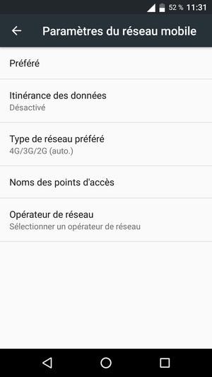 Pour changer de réseau en cas de problèmes de réseau, sélectionnez Opérateur de réseau