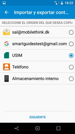 Seleccione la tarjeta SIM y seleccione SIGUIENTE