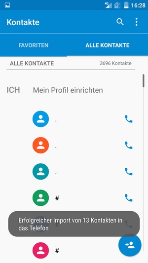 Ihre Kontakte werden in Ihrem Google Konto gespeichert und auf Ihrem Handy gespeichert, wenn Google das nächste Mal synchronisiert wird.
