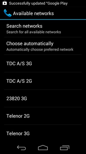 Select a network operator from the list