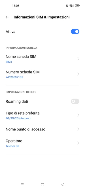 Seleziona Nome punto di accesso