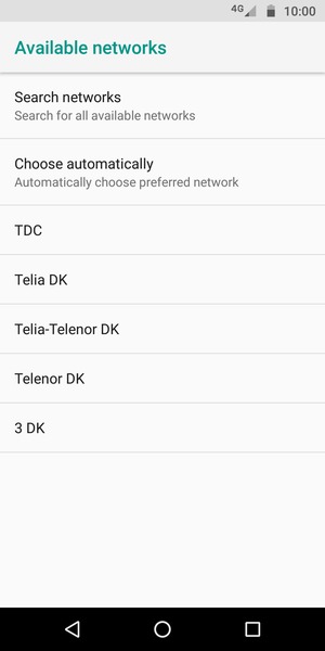 Select a network operator from the list