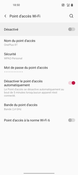 Sélectionnez Mot de passe du point d'accès