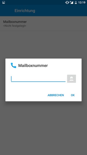 Geben Sie die Mailboxnummer ein und wählen Sie OK