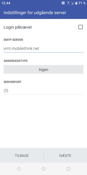 Slå Login påkrævet fra og vælg NÆSTE