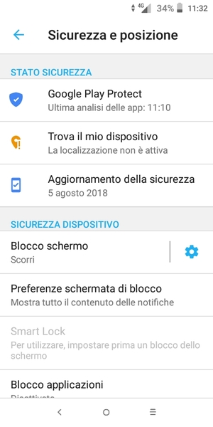 Seleziona Blocco schermo