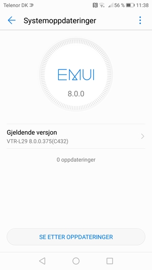 Hvis telefonen din er oppdatert, vil du se følgende skjermbilde