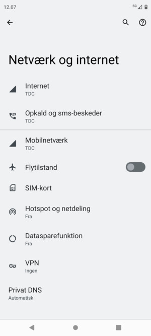 Vælg Internet