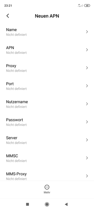 Geben Sie Internet-Informationen ein
