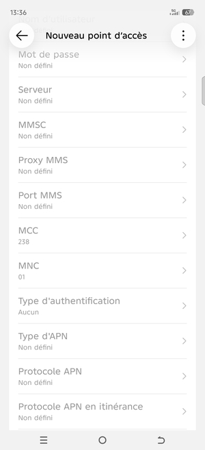 Faites défiler vers le bas et saisissez les informations MMS