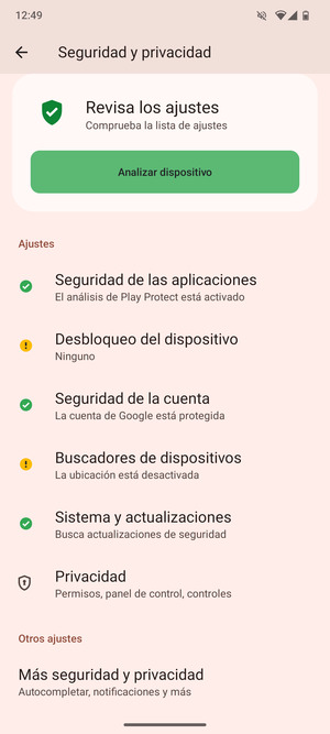 Para cambiar el PIN de la tarjeta SIM,vaya al menú Seguridad y privacidad y desplácese y seleccione Más seguridad y privacidad