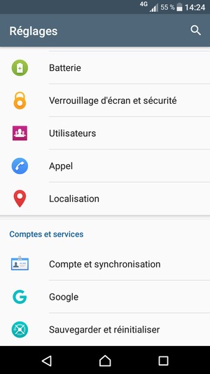 Faites défiler et sélectionnez Localisation