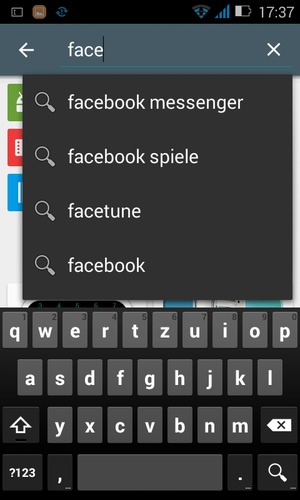 Geben Sie den Namen der App ein und wählen Sie Suchen