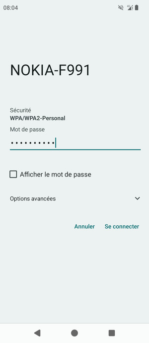 Saisissez le mot de passe du Wi-Fi et sélectionnez Se connecter