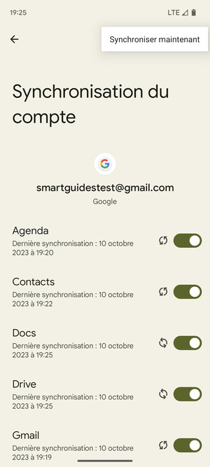 Sélectionnez Synchroniser maintenant