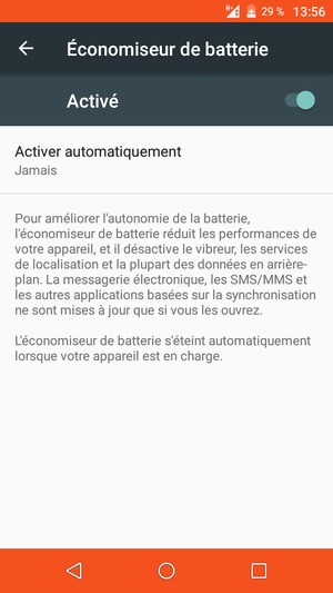 Activer le Économiseur de batterie