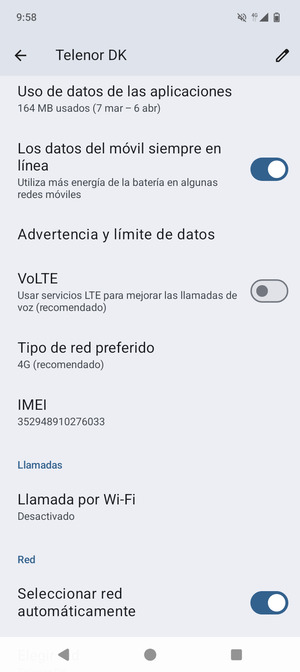 Para cambiar la red en caso de problemas de conectividad, desactive Seleccionar red automáticamente
