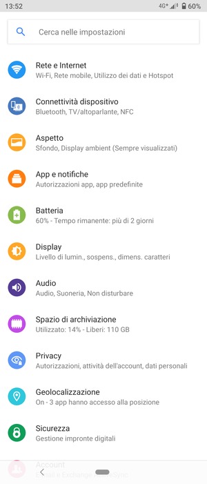 Seleziona Rete e Internet