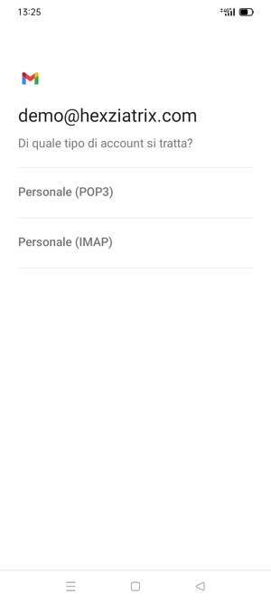 Seleziona Personale (POP3) o Personale (IMAP)