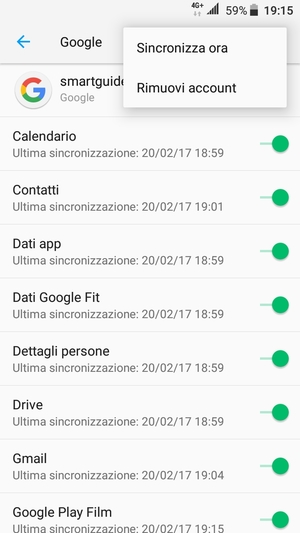 Seleziona Sincronizza ora