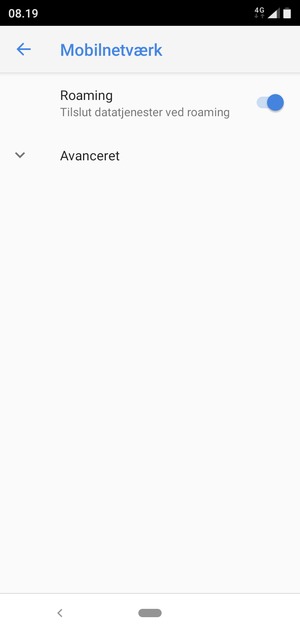 Slå Roaming til eller fra
