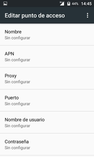 Introduzca la información de Internet